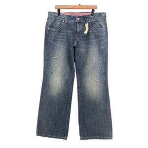 London Jeans Wide Leg Rigid Denim Size 16 Slight Distressed y2k Western Country